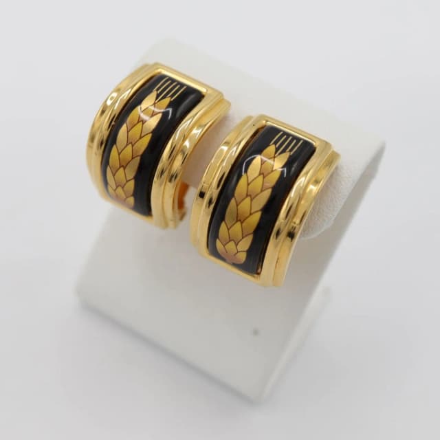 Hermès Enamel Earrings Cloisonne Black Gold in Black from The Reluxe, photo 1 of 1