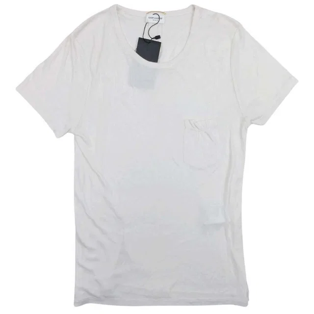 Saint Laurent Knit T-Shirt Top Short Sleeve Top Neck M Off White Sweater in White Silk from The Reluxe, photo 1 of 1
