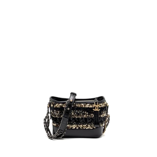 Chanel Small Gabrielle Hobo Bag Limited Edition Sequins Black/Gold Multicoloured Hardware in Black Leather from EMIER, photo 1 of 1
