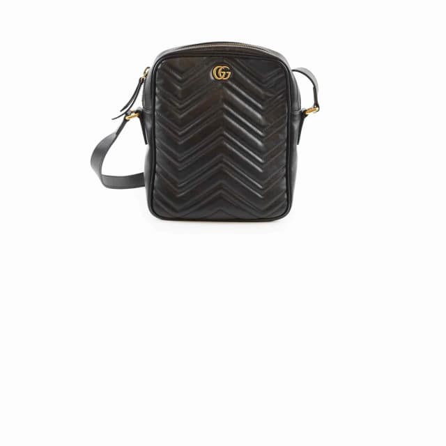 Gucci Medium Marmont Vertical Messenger Bag Black in Black Leather from The Purse Affair, photo 1 of 1