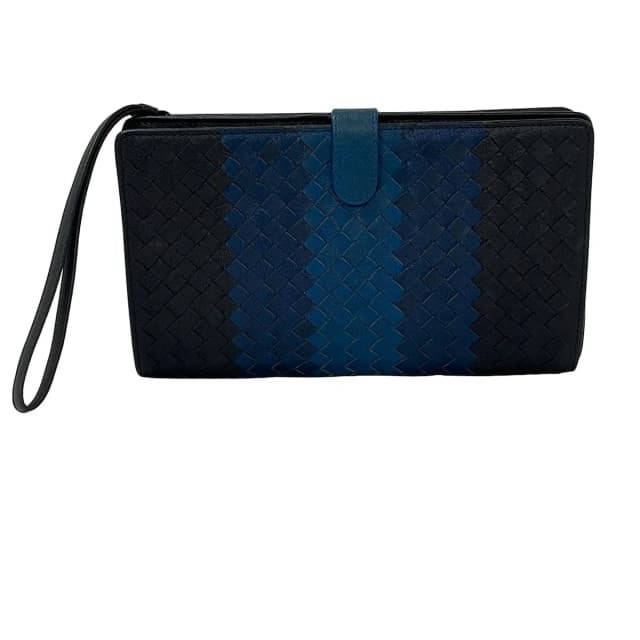 Bottega Veneta Clutch Intrecciato Dark Navy Leather in Navy Woven leather from The Reluxe, photo 1 of 1