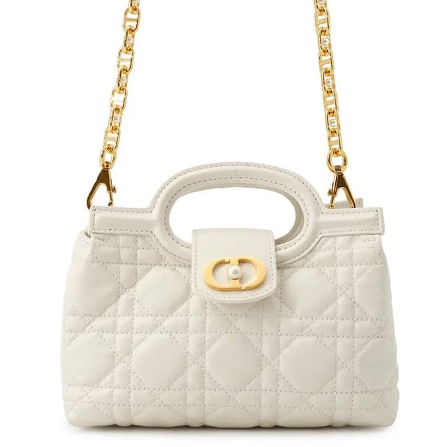 Dior Handbag Joli Top Handle Mini Lambskin Faux Pearl 2-Way Shoulder White in White Lambskin from The Reluxe, photo 1 of 1
