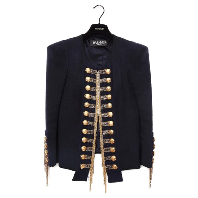 Balmain Military Blazer in Gold Tweed from Revivre Luxury Consignment, photo 1 of 1