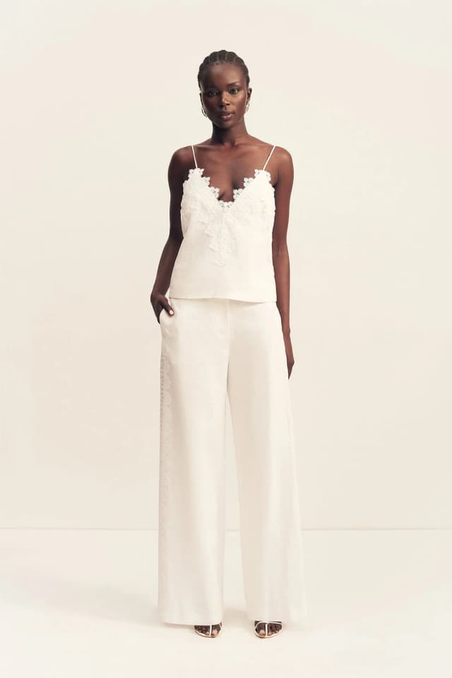 Shona Joy TOILE LINEN LACE CAMI - IVORY, image 1 of 1 from Shona Joy