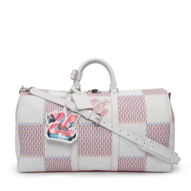 Louis Vuitton Spray Damier Keepall Bandouliere 50 in White from Blue Spinach, photo 1 of 1