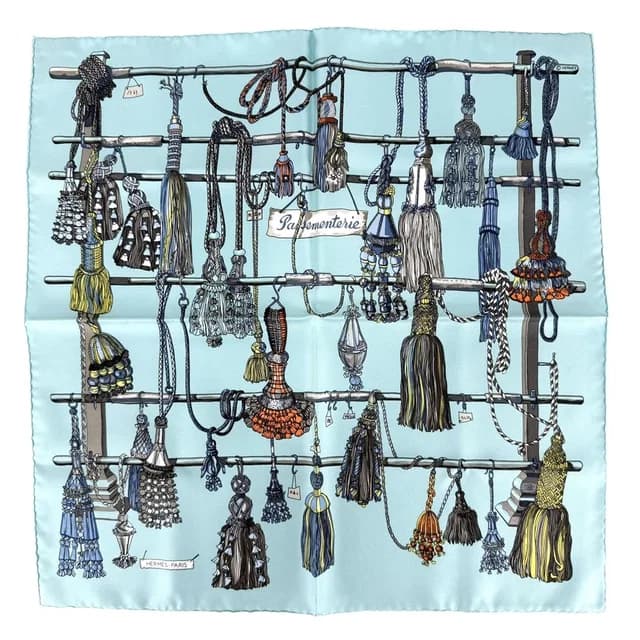 Hermès Scarf Petit Carre 45 Pasementerie Lacing Silk Blue in Blue Silk from The Reluxe, photo 1 of 1