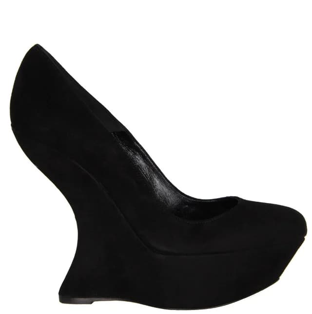 Alexander McQueen Suede Armadillo Wedge, Black, image 1 of 1 from Cultstatus