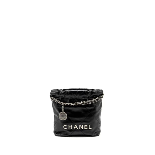 Chanel mini 22 Bag Shiny Calfskin Black SHW (Microchip) in Black Calfskin from EMIER, photo 1 of 1