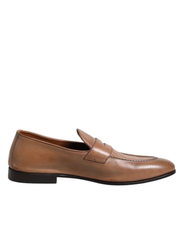 Brunello Cucinelli Brown Leather Slip-On Loafers in Brown Leather from HEWI, photo 1 of 1