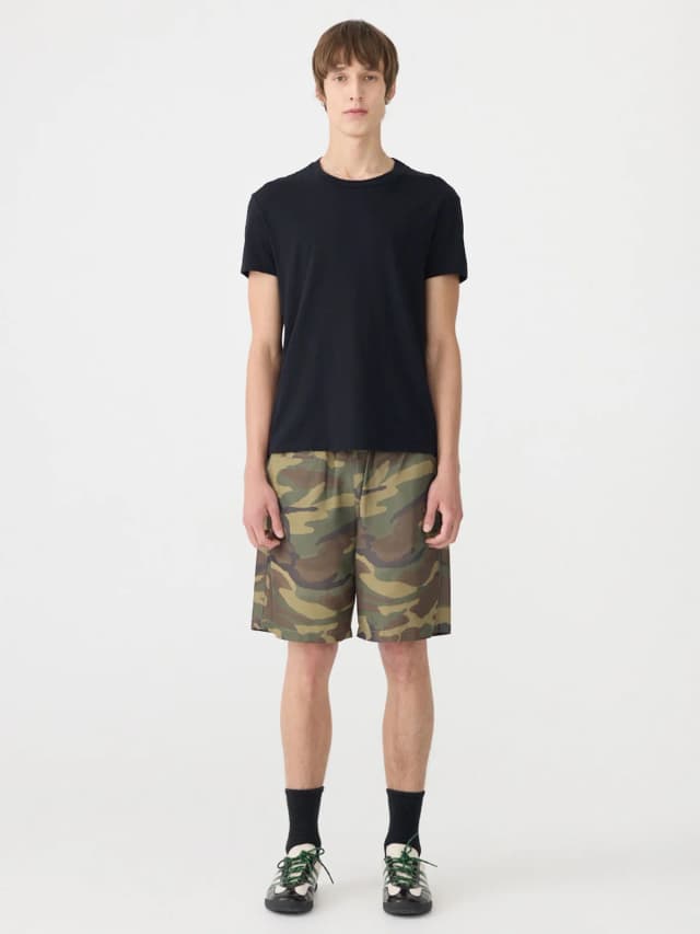 Bassike Camo Nylon Pull On Short, image 1 of 1 from bassike