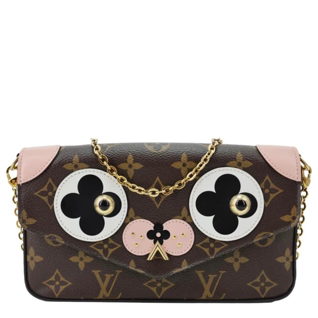 Louis Vuitton Felicie Pochette Valentine Dog Monogram Canvas Crossbody Bag Brown in Brown Coated canvas from Dallas Designer Handbags, photo 1 of 1