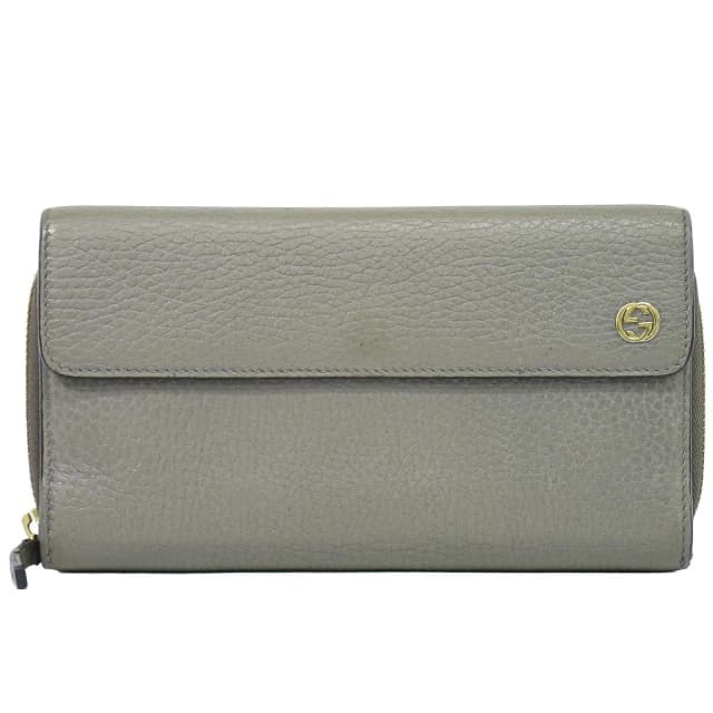 Gucci Interlocking G Snap Zip Around Wallet Leather Gray in Grey Leather from The Reluxe, photo 1 of 1