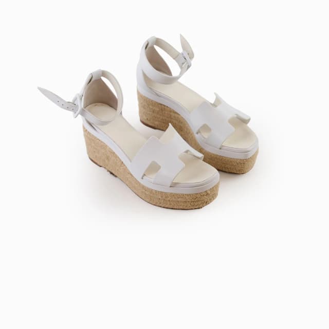 Hermès Elda Espadrille 37 White in White Calfskin from The Purse Affair, photo 1 of 1