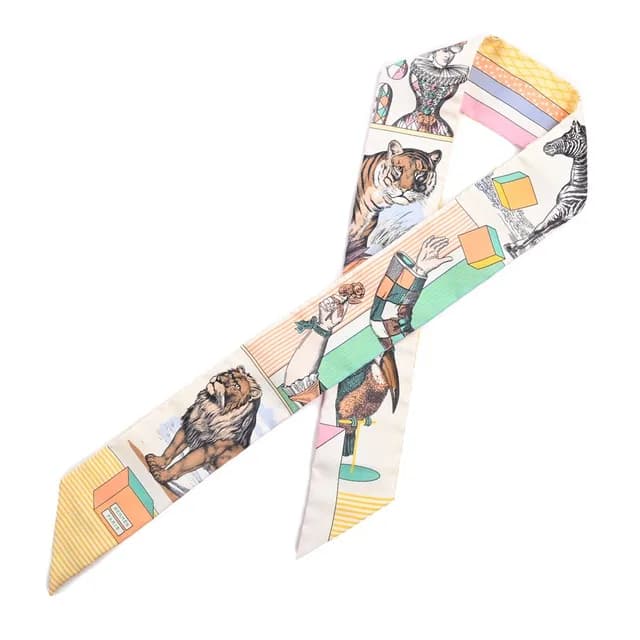 Hermès Scarf Twilly Scarves Cream in White Silk from The Reluxe, photo 1 of 1