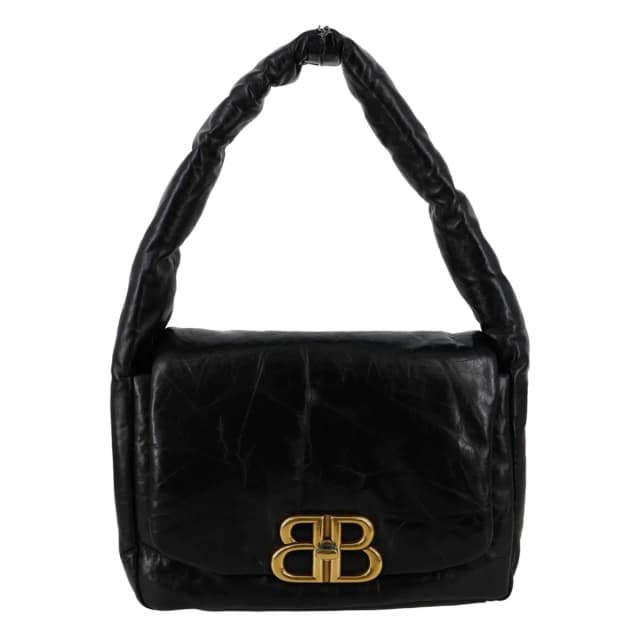 Balenciaga Monaco Calfskin Leather Shoulder Bag Black in Black Calfskin from Dallas Designer Handbags, photo 1 of 1