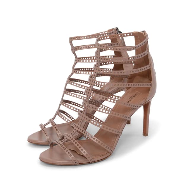 Alaïa Laser Cut Calfskin Gladiator Sandals 38 in Nude Calfskin from Blue Spinach, photo 1 of 1