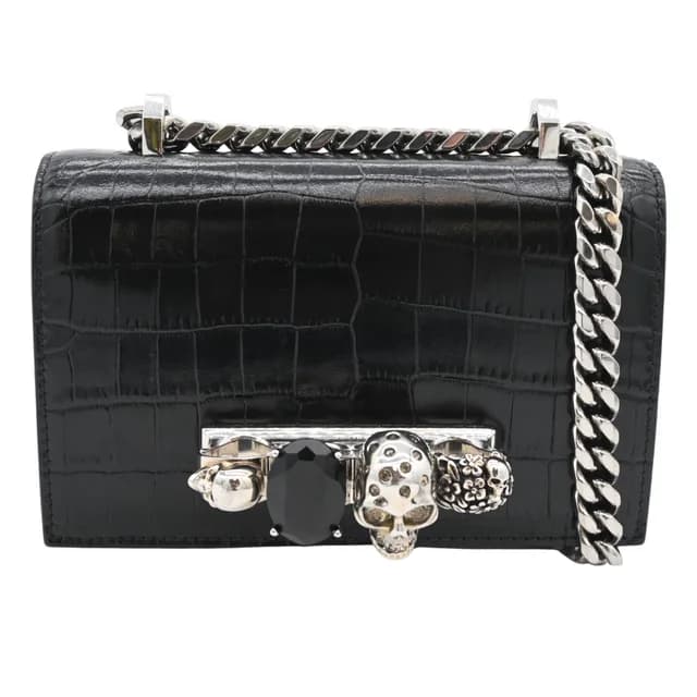 Alexander McQueen Jewelled Croc-Embossed Leather Crossbody Bag in Crocodile from Clotheshorse Anonymous, photo 1 of 1