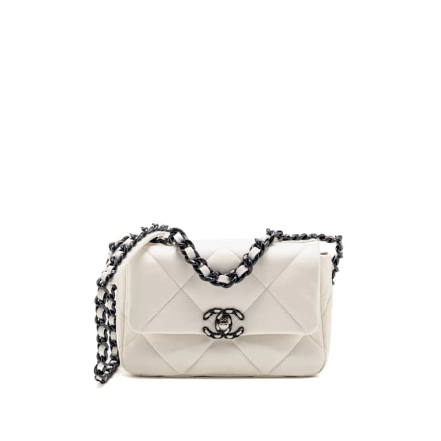 Chanel small 19 Bag Lambskin White Multicolour Hardware (Microchip) in White Lambskin from EMIER, photo 1 of 1