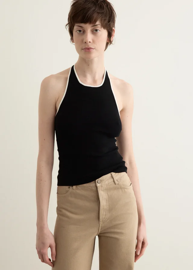 St Agni Fine Line Halter Top in Black, image 1 of 1 from Incu