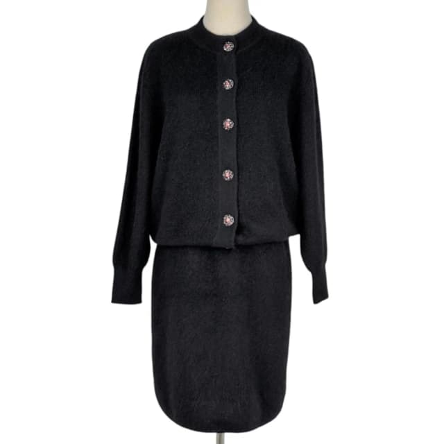 Saint Laurent Knit Set Cardigan Black in Black Silk from The Reluxe, photo 1 of 1