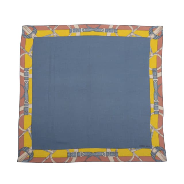 Hermès Blend Encadre Eperon d'Or Scarf in Blue Jean Cashmere from Blue Spinach, photo 1 of 1