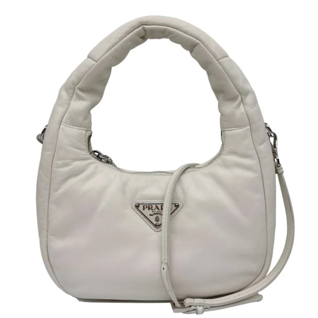 Prada Mini Padded Soft Nappa Leather Shoulder Bag White in White Nappa leather from Dallas Designer Handbags, photo 1 of 1