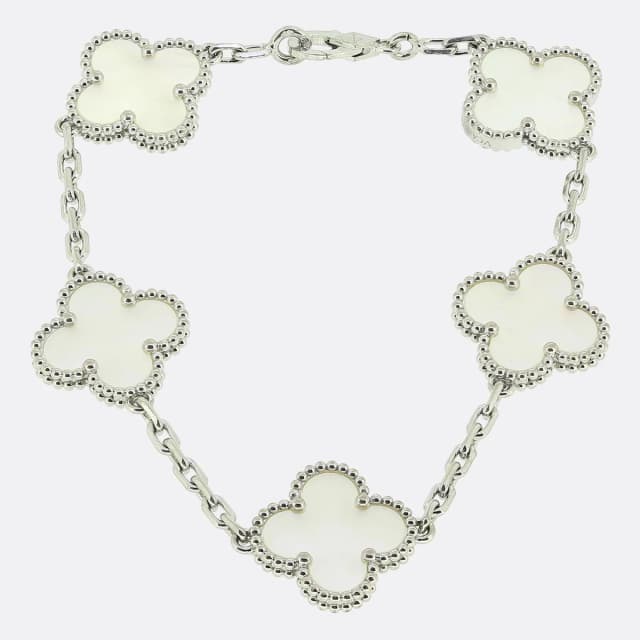 Van Cleef & Arpels Vintage Alhambra Five Motif Mother of Pearl Bracelet from The Vintage Jeweller, photo 1 of 1