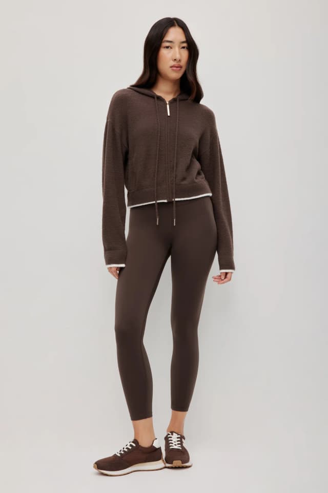 Athletica Knit Zip Jacket in CHOCOLATE, image 1 of 1 from Aje