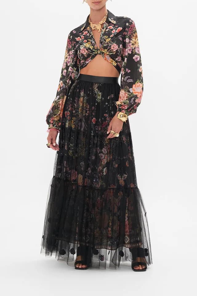 Camilla eBoutique (AU) WAISTBAND RUFFLE HEM SKIRT LETTERS FROM A VINEYARD, image 1 of 1 from CAMILLA