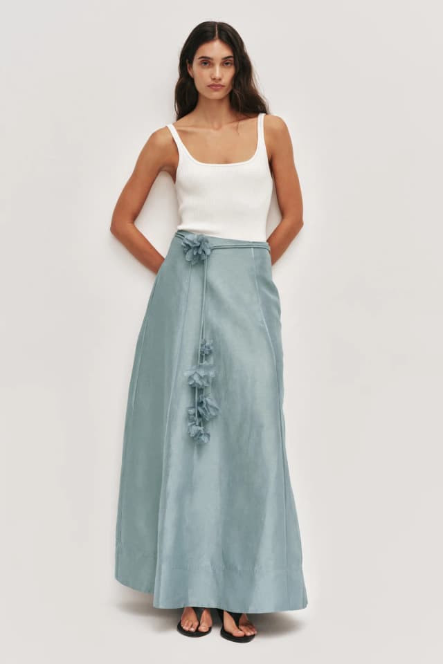 AJE Demi Midi Skirt in DUCK EGG, image 1 of 1 from Aje