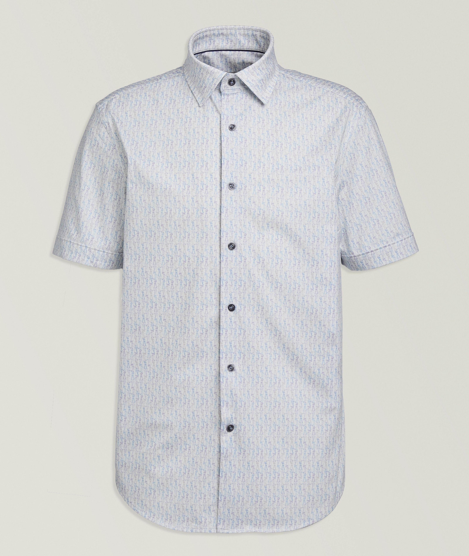 Bugatchi Miles Golf Sketch OoohCotton Shirt in Pink Cotton & Cotton Blends, image 1 of 1 from Harry Rosen