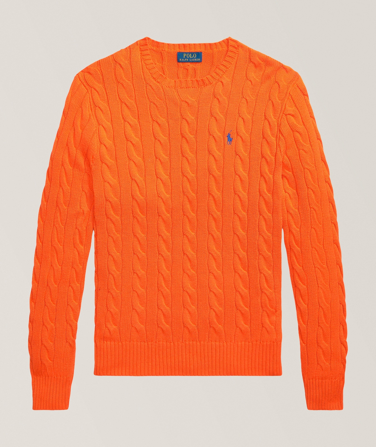 Polo Ralph Lauren Cable Knit Cotton Sweater in Orange Cotton & Cotton Blends, image 1 of 1 from Harry Rosen