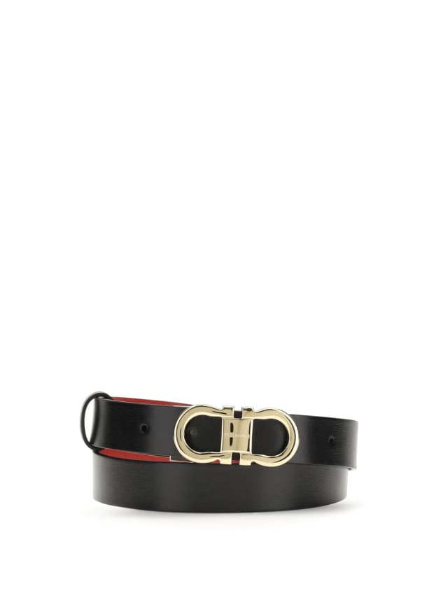 Ferragamo Gancini Belt — Black Calf Leather Bos Taurus in Black Calfskin from HEWI, photo 1 of 1