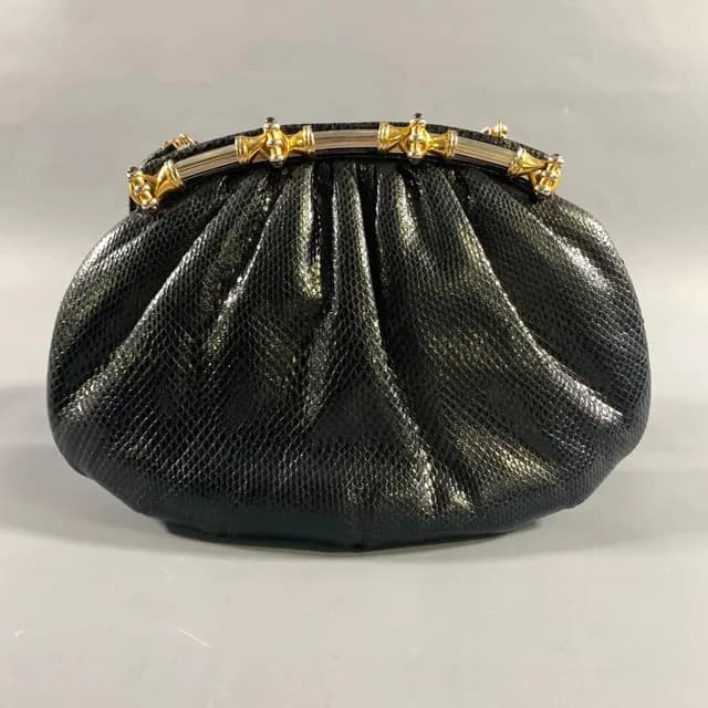 Judith Leiber Gold Snakeskin Clutch Handbag in black Leather from Grailed, photo 1 of 1
