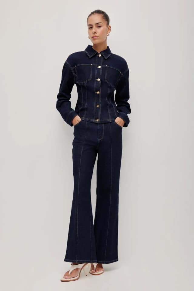 Aje Studio Marcelline Denim Jacket in RINSE WASH, image 1 of 1 from Aje