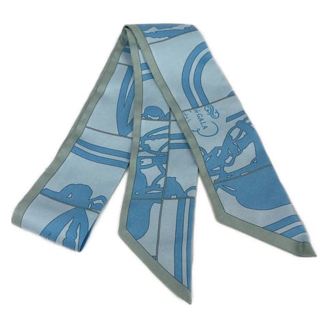Hermès Scarf Twilly Light Blue Gray Ribbon Brides de Gala in Blue from The Reluxe, photo 1 of 1