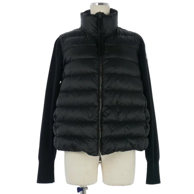 Moncler Knit Contrast Down Jacket Cardigan Long Sleeve Black in Black Nylon from The Reluxe, photo 1 of 1