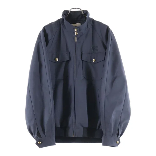 Miu Miu Embroidered Logo Jacket Embroidery Gray in Grey from The Reluxe, photo 1 of 1