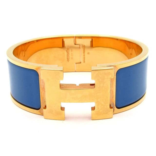 Hermès Bangle Clic Clac Pink Gold Blue Bracelet in Blue from The Reluxe, photo 1 of 1