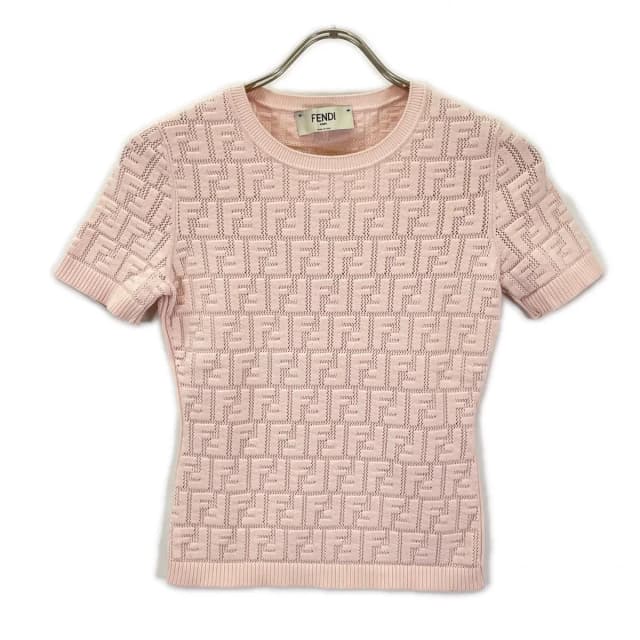 Fendi Ajtl Pink Zucca Pattern Short Sleeve Knit 38 Sweater in Pink from The Reluxe, photo 1 of 1