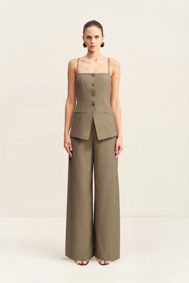 Shona Joy ASHER TAILORED TOP - ROCK, image 1 of 1 from Shona Joy