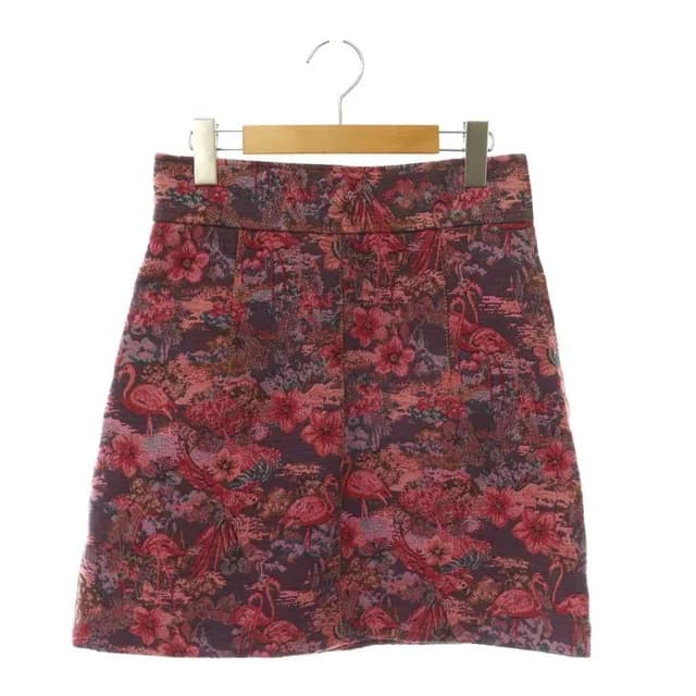 Miu Miu Flamingo Gobelin Weave Skirt Flare Knee-Length Purple 40 in Purple Resin from The Reluxe, photo 1 of 1