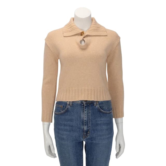Louis Vuitton Monogram Button Sweater XS in Beige Cashmere from Blue Spinach, photo 1 of 1