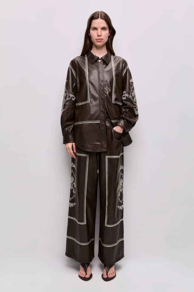 AJE Lotus Shirt in DARK CHOCOLATE, image 1 of 1 from Aje