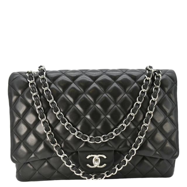 Chanel Classic Maxi Double Flap Quilted Leather Crossbody Bag Black in Black Leather from Dallas Designer Handbags, photo 1 of 1