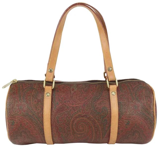 Etro Burgundy Paisley Cylinder Boston Bag in Burgundy Canvas from Bagriculture, photo 1 of 1