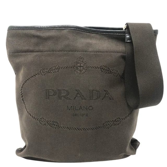 Prada Shoulder Bag Logo Jacquard Canvas Brown in Brown Canvas from The Reluxe, photo 1 of 1
