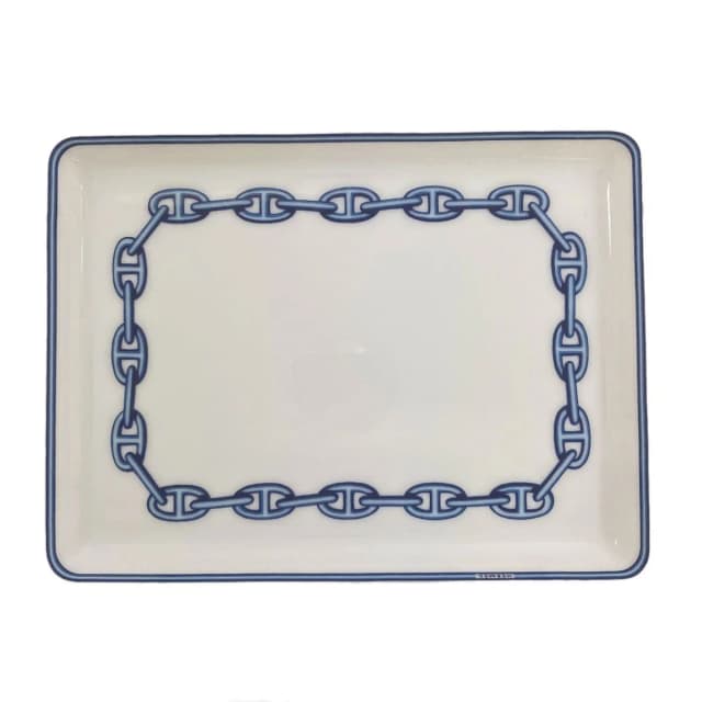 Hermès Chaine D'Ancre Square Plate Pottery Shoulder Bag White Blue in White from The Reluxe, photo 1 of 1