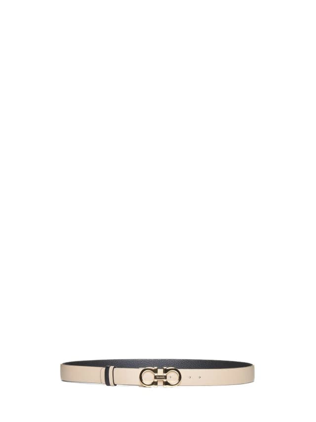 Ferragamo Gancini Reversible Grained Leather Belt — Beige Calf in Beige Caviar leather from HEWI, photo 1 of 1