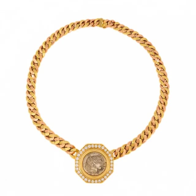 Bvlgari Rose Gold, Diamond and Ancient Coin Monete Necklace in Gold Yellow Gold, Gold, Rose Gold, Diamond from Sotheby's, photo 1 of 1